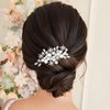 YBSHIN Bride Wedding Pearl Hair Comb Sliver Rhinestone Star Hair Pieces Crystal Bridal Hair Accessories for Women