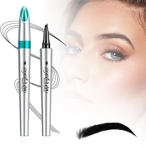 Magic Eyebrow Pencil, 4-Tipped Precise Brow Pen Long-Lasting Natural Fine Stroke Eyebrow Pencil, 3D Waterproof Microblading Eyebrow Pencil Contouring Pen, Create Natural-Looking Brows