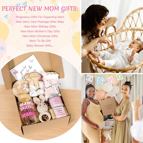 New Mom Gift Basket & Baby Gifts, Baby Shower Gifts for Expecting Mommy to Be, New Mom Care Package After Birth Post Partum Essentials, First Time Pregnancy Mothers Day Birthday Gifts