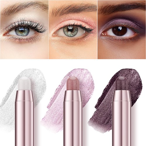 Luxsea Eyeshadow Wand with Brush, Shimmer Eye Shadow Cream Stick,Waterproof Gold Eyeshadow Pen,Brown Eyeshadow Pencil Crayon,Green Eyeshadow Crayon Sticks,Cream To Powder Eyeshadow Base