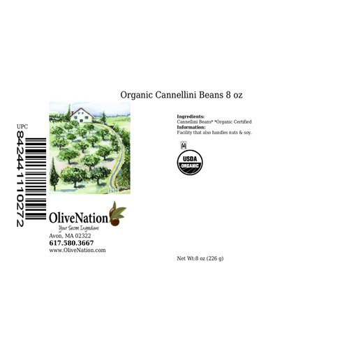 OliveNation Organic Cannellini Beans, Dry White Kidney Beans, Non-GMO, Gluten Free, Vegan - 8 ounces