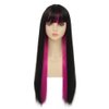 Dai Cloud Black Mix Purple Long Straight Wigs with Bangs for Women Cosplay Party Costume Synthetic Hair Wigs(Black and Purple)