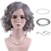 MAGQOO Old Lady Wig Granny Wig Short Curly Grandma Wig Old Women Costume Wig 100th Day of School Halloween Cosplay Costume Wig with Accessories