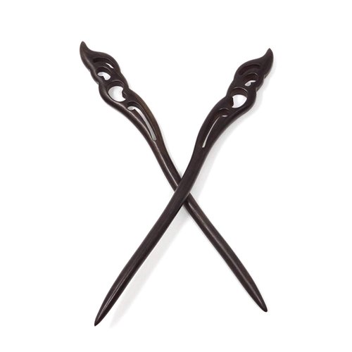Honbay 2PCS Natural Black Sandalwood Hair Sticks Handmade Ebony Hairpins Retro Wooden Hair Chopsticks