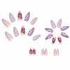 Foccna Butterfly Press on Nails Medium, Amlond Fake Nails Acrylic False Pink Nails,Artificial Nails for Women and Girls 24 pcs 
