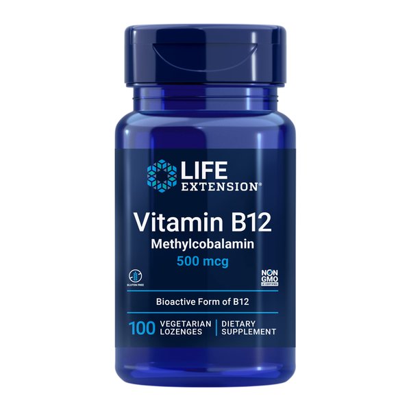 Life Extension Vitamin B12 Methylcobalamin 500mcg - Vitamin B12 Supplement For General Energy and Brain Health - Sugar Free Vegetarian Lozenges Dissolve in Your Mouth - Once Daily - 100 Count