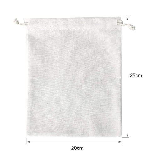 SumDirect 20Pcs Cotton Muslin Bags,White Lightweight Gift Bags Breathable Pouches with Drawstring Reusable Packing Storage Bags for Wedding, Party, Birthday (8x10inch)