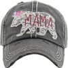 Funky Junque Distressed Baseball Cap Vintage Dad Hat - Mama Bear Lace (Black)