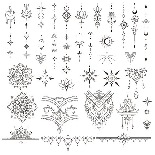 4sheets Temporary Tattoos Adult Women Mandala Lotus Flower Realistic Semi Permanent Tattoo Long Lasting 1-2 Weeks