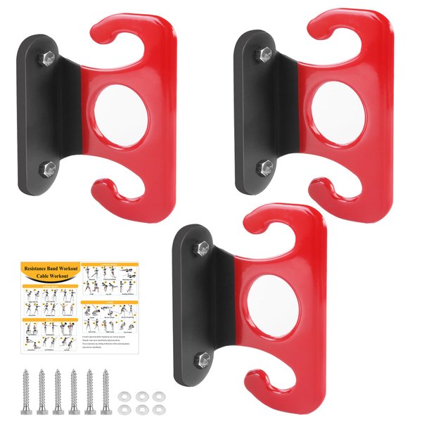 Lovind Resistance Band Wall Anchors,Home Gym Workouts Anchors Door Anchor for Resistance Bands for Strength Training, Resistance Training, and Physical Therapy Exercise (Red)