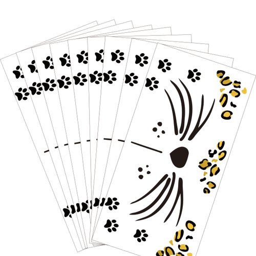 Leopard Face Tattoos Temporary, Fake Cat Face Stickers for Halloween Costume Accessories and Parties Men Women Boys Girls Body Makeup,9-Sheet