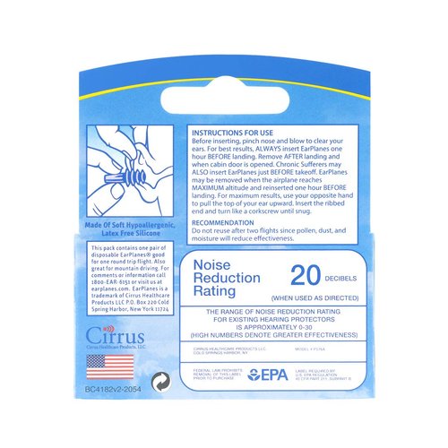 EarPlanes Ear Plugs 1 Pair (Pack of 4)