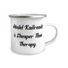 Motivational Model Railroads Gifts, Model Railroads is Cheaper Than, Appreciation 12oz Camping Mug For Friends, From Friends, Model trains, Toy trains, Train sets, Railroad toys, Gift ideas for train