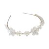 AKOAK 1 Pack Pearl Crystal Flower Hair Band, French Vintage Super Fairy Tiara, Thin Silver Flower Leaf Crown Hair Band Accessories Tiara Bride Bridesmaid