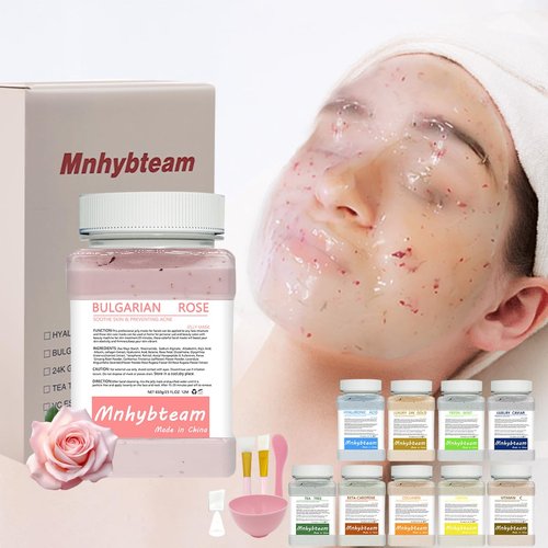 Mnhybteam Jelly Masks For Facials Professional, hydrojelly Mask SkinCare Spa Face Mask Gel Powder Hydrating & Deeply Purifying hydrojelly Mask Spa Set, (Bulgarian Rose Pack of 1), 23 Fl Oz