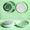 Arthaxi Mini Hair Brush for Purse, Travel Hair Brush with Mirror for Girls, Small Compact Mirror with Brush Pocket Size,Durable Brush and Mirror Combo as Gifts for Women, Vibrant Green, Round