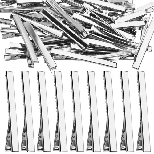 DIY Hair Clips, 50pcs 7.5cm / 3" Metal Alligator Hair Clips Duckbill Hair Clips Flat Top with Teeth DIY Accessories Hairpins for Hairbow Accessory Crafts