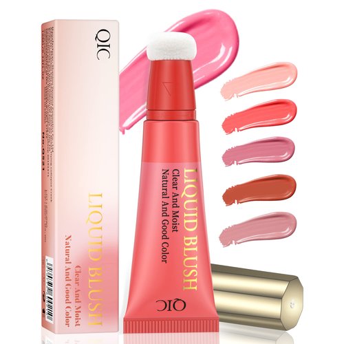 POPMISOLER Liquid Blush for Cheeks, Natural Matte Blush Wand with Cushion Applicator Long-wearing Soft Cream Blush Stick for Cheeks and Lips Blendable Stick Blush Makeup Liquid Cheek Blush, Cool Pink