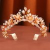 Brishow Gold Flower Wedding Crown Greek Queen Headpiece Festival Bridal Tiara Hair Accessories for Women