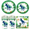 BIGKEOKI Three Inspired Rex Birthday Plates 40pcs Dinosaur Birthday Party Paper Plates Dinosaur Birthday Party Supplies 3 Year Old Boy Three Dino-Rex Birthday Party Decorations for Boys Dino Bday