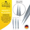 Camila Solingen CS27 4" Professional Surgical Grade Stainless Steel Precision Tip Eyebrow Tweezers for Facial Hair Shaping & Removal. Beauty Tool for Men/Women. Made in Solingen Germany (Pointed)