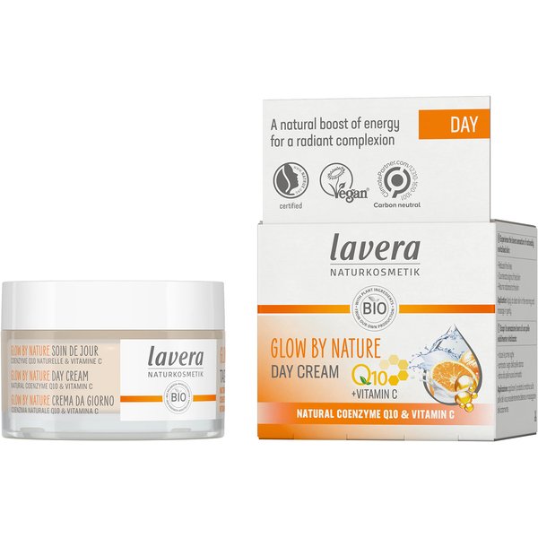 lavera Glow by Nature Day Care - Face Cream with Q10 & Vitamin C for a Radiant Complexion - Moisturizing Facial Cream - Anti Aging Cream - PETA Certified - Vegan - Made in Germany - 1.7 Fl Oz