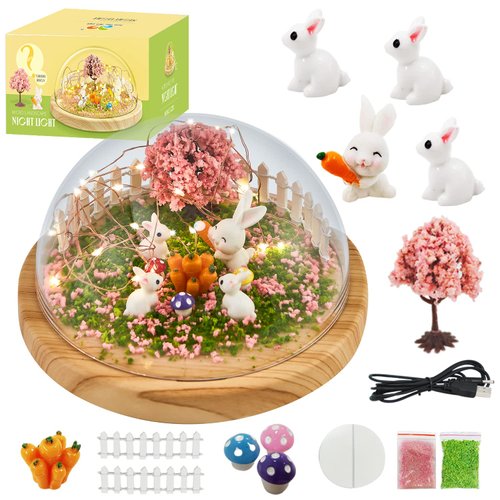 LEFJUBAW Make Your Own Night Light, Rabbit DIY Kits for Girls Creative Magic Night Light USB Upgrade Edition Bunny Toys, Arts and Crafts Lamp Project for Girls, Gifts for 4 5 6 7 8 9 10 Year Old Girl
