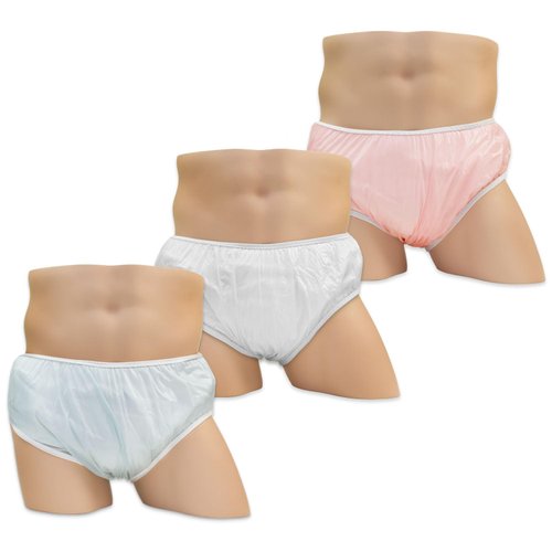 Bikini Cut Pull-On Style Adult Plastic Pants by LeakMaster - Soft, Quiet, Form Fitting Incontinence Waterproof Pants - Size: Small Fits 29-33 Inches - White