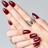 GLAMERMAID Dark Red Press On Nails Short Almond, Christmas Handmade Soft Jelly Gel Nail Tips Deep Burgundy Round Fake Nails, Deep Red Stick Glue on Nails for Women, Reusable Round Oval False Nail Kit