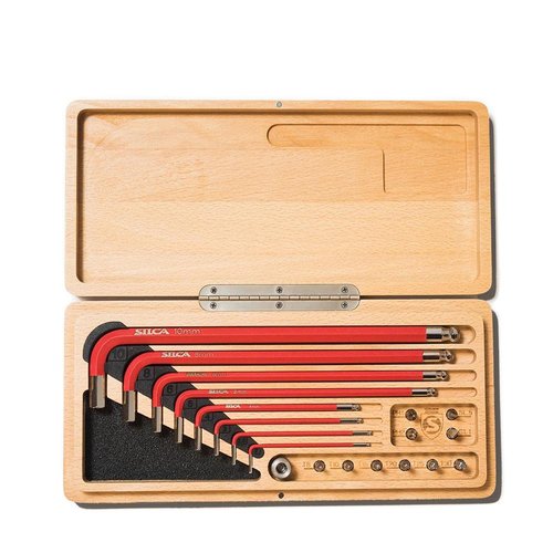 SILCA HX-ONE Home Allen Key Set | L - Wrench Tool KIT | Texture Coated Swiss Tool Steel | Magnetic 6mm Driver for Included 1/4" bits | Metric HEX/TORX | CNC machined Wood Case