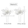 Heread Flower Bride Wedding Hair Pins Silver Pearl Bridal Hair Pieces Leaf Hair Accessories for Women and Girls (Pack of 2)