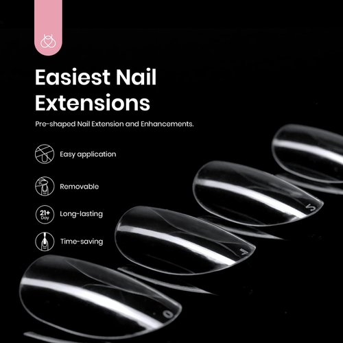 Beetles Gel Nail Tips Short Oval Shape, 500Pcs Clear Soft Gel Nail Tips Pre-shaped Full Cover False Nails Gelly Tips for Gel Nail Polish Soak off Easy Nail Extensions Acrylic Press on Nails Diy Nails