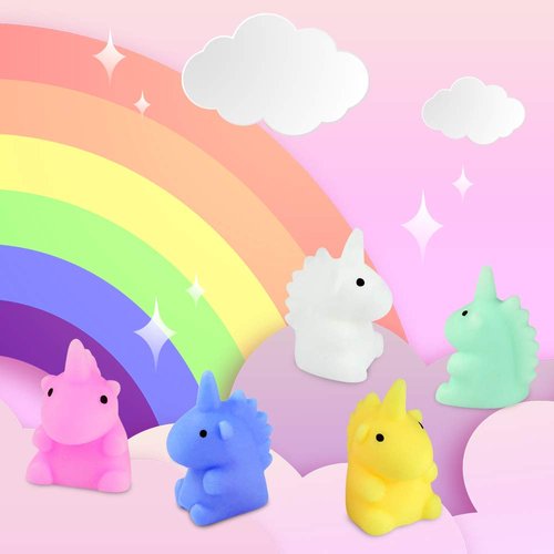 Unicorn Mochi Squishy Hand Toys Mini Mochi Squishies Squeeze Toy Birthday Party Favors for Kids Kawaii Squishys Stress Reliever, Pack of 10