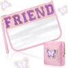 Hillban 2 Pcs Christmas Friends Gifts Friendship Gifts for Women Friend Makeup Cosmetic Bag Chenille Letter Bag Bestie Big Sister Birthday Gift Clear Toiletry Pouch Waterproof Travel Purse with Zipper