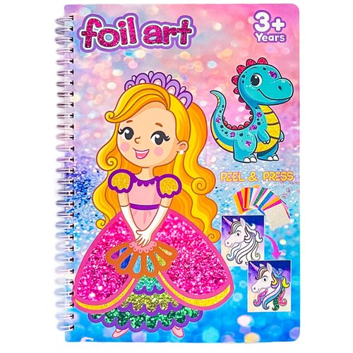 HBKJ Foil-Fun Art Gift for Girls - Magic Princess Gifts Foil Art Craft Stickers Book Supplies for Girls 4 5 6 7 8 9 Year Old Toddler Kids Activity Kit Toys Christmas Birthday Gifts