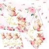 Dydamud Pink Floral Tea Party Tablecloth,Girls Tea Party Birthday Supplies 3pcs Let’s Partea Spring Disposable Table Cover for Par Tea Baby Shower,Floral Birthday Decorations