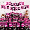 Gejoy 96 Pcs Ninja Birthday Party Supplies Decorations Tableware Kit Include Plates Knives Forks Spoons Napkins for Boy Girls Birthday Party Favors Serve 24 Guests(Girl Style)
