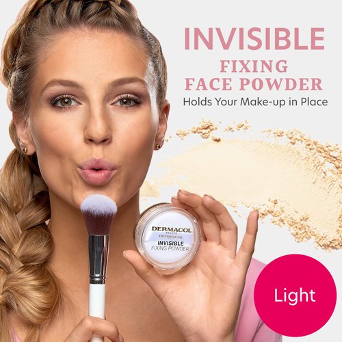 Dermacol - Invisible Fixing Face Powder, Touch-proof Translucent Setting Powder for Oily Skin & Other Skin Types, Loose Powder Makeup, Frangrance-Free Matte Powder with Powder Puff, Light, 13.5 g