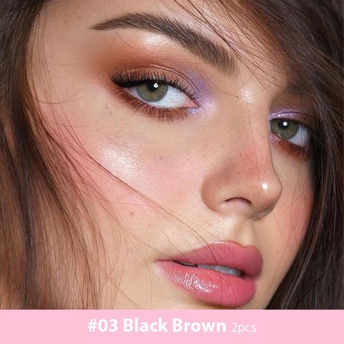 2 Pcs Black Brown Magic Microblading Eyebrow Contouring Pen Brow Pencil, with 4 Brush Micro-Fork-Tip Precise Applicator, Dual-ended Eyebrow Brush, Precise Waterproof Brow Pen, Eye Brow for Women, 03