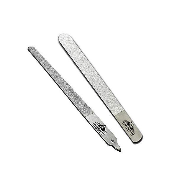 BeautyTrack 6-Inch Diamond Deb Nail File, for Manicure, Pedicure, Grooming Foot Skin, Podiatric Foot Care Instruments, Stainless Steel (Pack of 2, 2024 Stock), Pouch