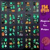 Halloween Glow-in-the-Dark Tattoo Stickers 134 Styles (20 Sheets) Glowing Temporary Tattoos Holiday Decorations for Halloween Candy Party Bag Fillers Birthday Gifts Game Toys Craft Supplies