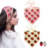 4 PCS Hair Bandanas for Women, Strawberry Head Scarf for Women's Hair with 2 Hair Clips, Knitted Cute Hair Accessories for Stylish Decor, Crochet Headband Hair Scarf for Girls(Pink and Beige)