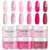 modelones Acrylic Powder 6 Colors, Pink Tones Glitter Spring Acrylic Nail Powder, Neon Pink Shades Magenta Sakura Light Soft to Dark for Valentine's Nail Art 3D Nail Carving French Nail Extension