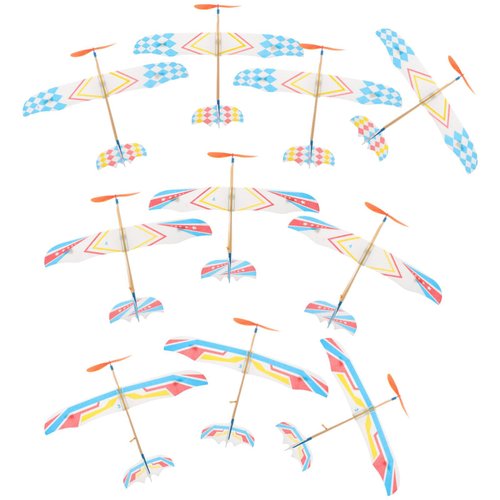 UPKOCH 10Pcs Rubber Band Powered Aircrafts Airplane Models Throwing Glider Airplane Helicopter for Outdoor Sports Prize Reward Random Style