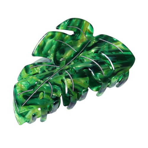Hair Claw Clip Green Leaf Shape 3.5 Inch Hair Grip Clip French Design Women Girls Spring Hair Acc...