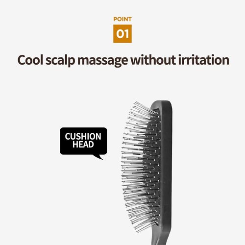Premium Metal Bristle Hair Brush with Cushion – Scalp Massager and Detangler for All Hair Types – Ergonomic Handle, Gentle Round Tips – Ideal for Wet and Dry Hair Care