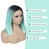 Quick Wig Mint Green Wig Short Straight Bob Wigs Ombre Wigs for Women and Girls Heat Resistant Colorful Wig Halloween Cosplay Party Synthetic Wig 14 Inches