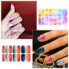WOKOTO 12 Sheets Graffiti Nail Polish Stickers Full Nail Wraps for Women Aurora Gradient Gel Nail Strips Nail Polish Strips for Women Girls Nail Stickers Mix Color Stick On Nail Gel Stickers