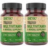 DEVA Tiny Tablets Vegan Multivitamins for Women & Men, Multivitamin with Iron, Mineral Supplement, Vitamin C, Vitamin B Complex, Vitamin B12, Vitamin E, Zinc, Gluten Free, 90 Tablets (Pack of 2)