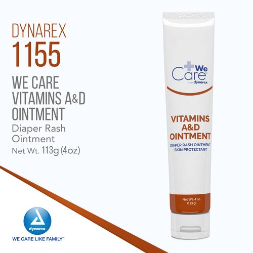 Dynarex Vitamins A & D Ointment, Ointment with Vitamin A and Vitamin D for Body Chaffing, Diaper Rash, Cuts, 6 Boxes of 144 5g Packs
